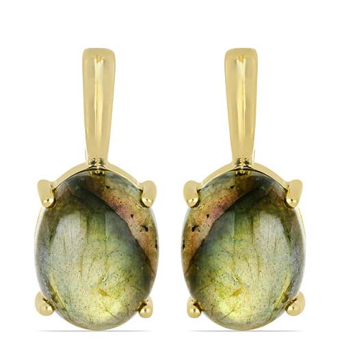 16.98 CT LABRADORITE GOLD PLATED STERLING SILVER EARRING #VE033307